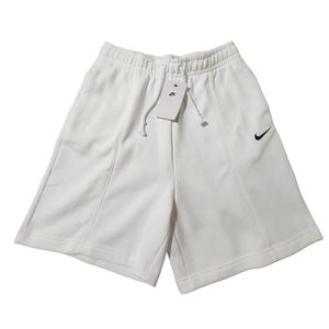 Women's Nike Sportswear White Fleece Drawstring High Rise Shorts